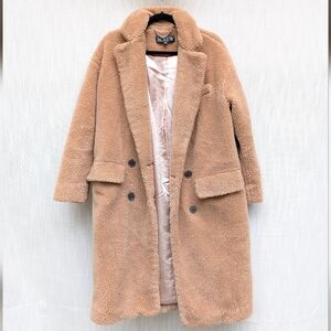 J.Crew Relaxed Tan Teddy Topcoat in Sherpa Blend, Size XS